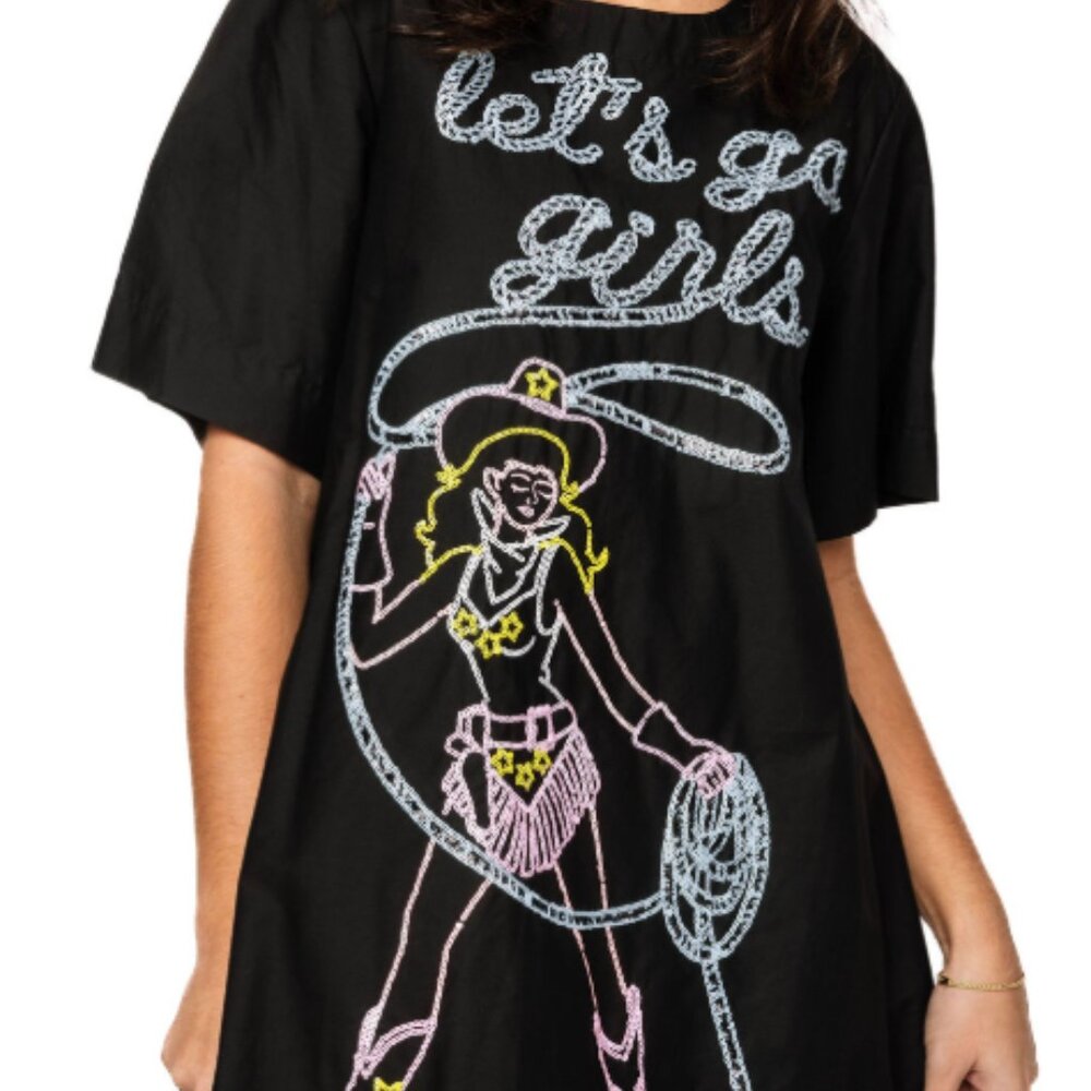 QUEEN OF SPARKLES Black Dress with Colorful Graphic